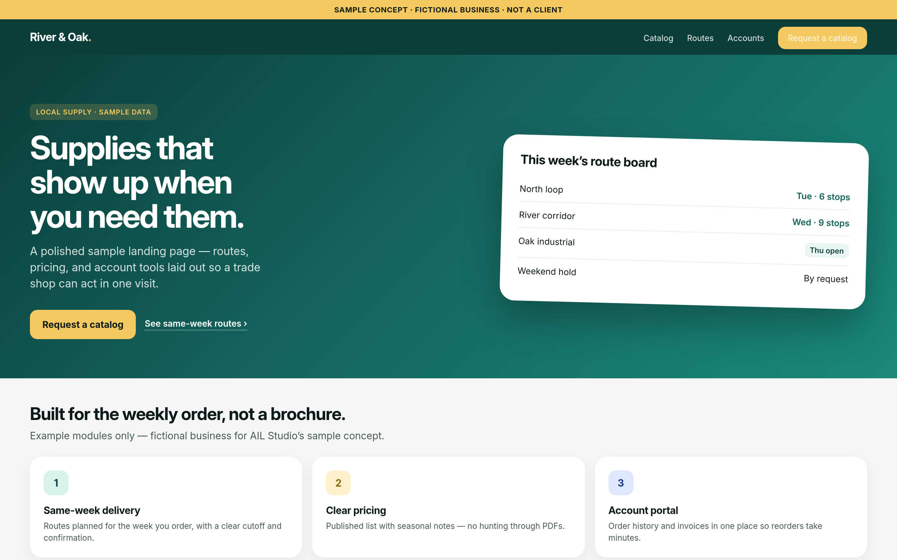 Sample concept website on a laptop